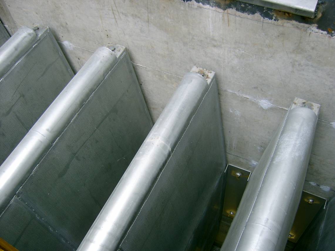 Acoustic Absorptive baffles installed in Concrete Intake Duct Noise Control